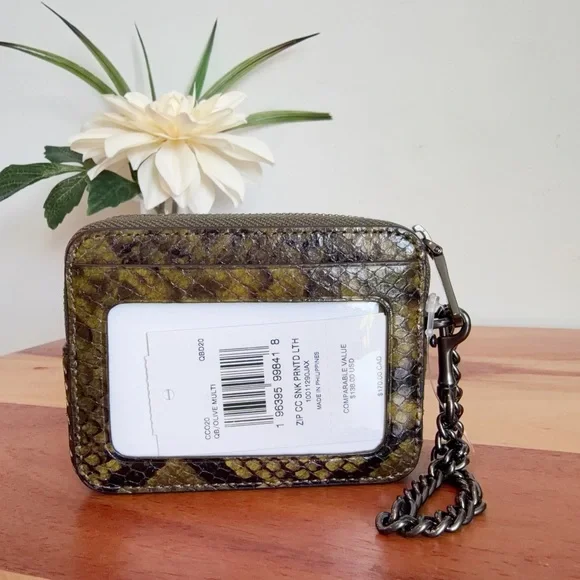 NWT Coach Snake Print Chain Wallet - Picture 2 of 5